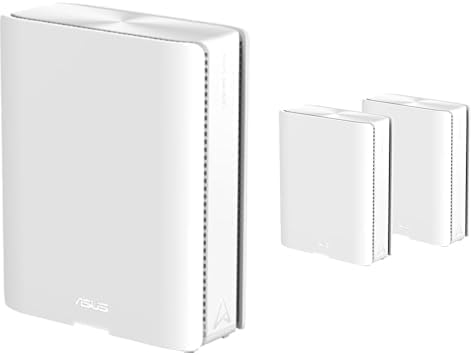 Bundle of ASUS ZenWiFi BQ16 Pro Quad-Band WiFi 7 Mesh Router (1pk + 2pk), up to 12,000 sq ft, 2X 10G Ports Each, Smart Home Master w/ Multi-SSID, VPN & Parental Controls, Subscription-Free Security