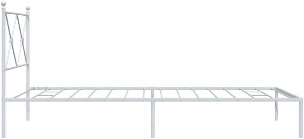 Metal Bed Frame with Headboard White 39.4'x78.7' Steel Platform Bed Frame with Underbed Storage for Bedroom, Guest Room, Dorm
