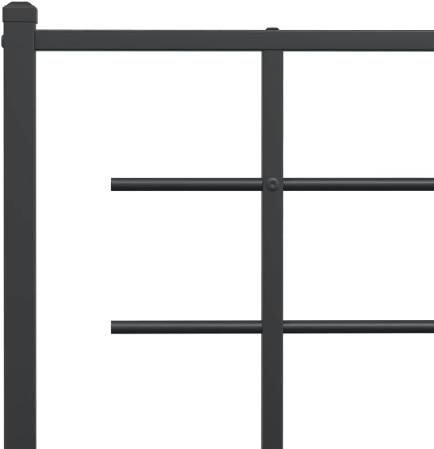Black Powder-Coated Steel Double Bed Frame with Chic Headboard and Underbed Storage, 4-Piece Modern Bedroom Furniture Set for Enhanced Stability and Space Efficiency