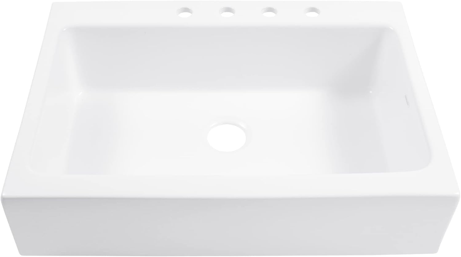 Sinkology Parker 34 Inch White Fireclay Quick-Fit Drop-In Kitchen Sink, Single Bowl, 4 Faucet Holes, Apron Front, Undermount Installation, Fits 36 Inch Cabinet, Surefire Finish