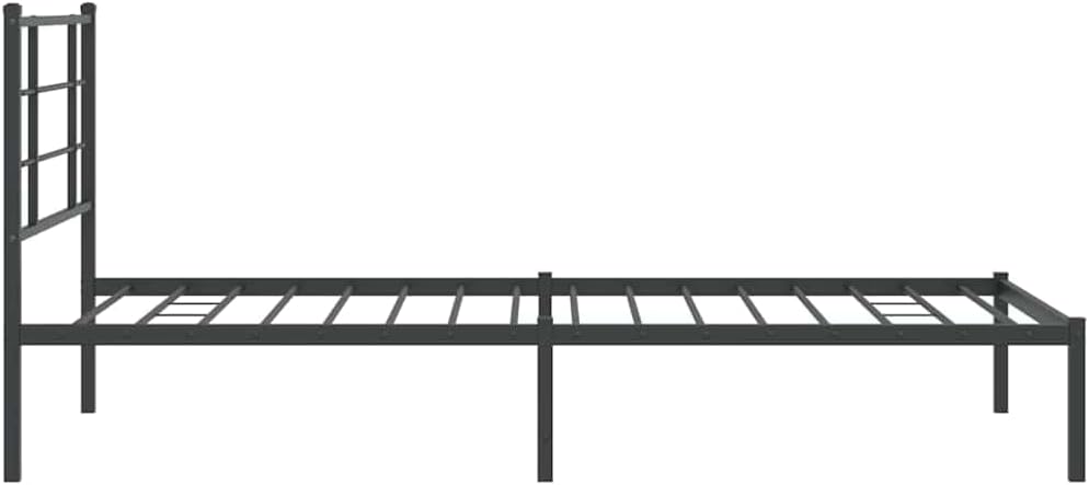 Black Powder-Coated Steel Twin Modern Bed Frame with Headboard and Underbed Storage Space, Sturdy Metal Construction for Adult Bedrooms, Sleek Design and Comfortable Support