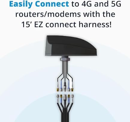 MULTIMAX™ 2x2 MIMO 4G/5G 6-in-1 All-Weather High Performance Antenna - for Cisco, Cradlepoint, Digi, Peplink, Etc. (Threaded Bolt, Black, 15' Cables w/ 2X 5G, 3X Wi-Fi, 1x GNSS)