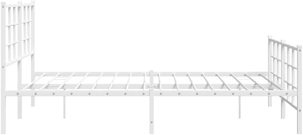 White Steel King Bed Frame Modern Rectangular Heavy-Duty Metal Platform with Powder-Coated Finish for Stability and Easy Assembly, 4-Piece Set