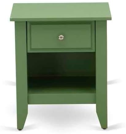 HomeStock Rustic Recluse 2 Piece Bedroom Set - Size Button Tufted Bed - Velvet Upholstered Headboard and A Nightstand Full/Clover Green/White
