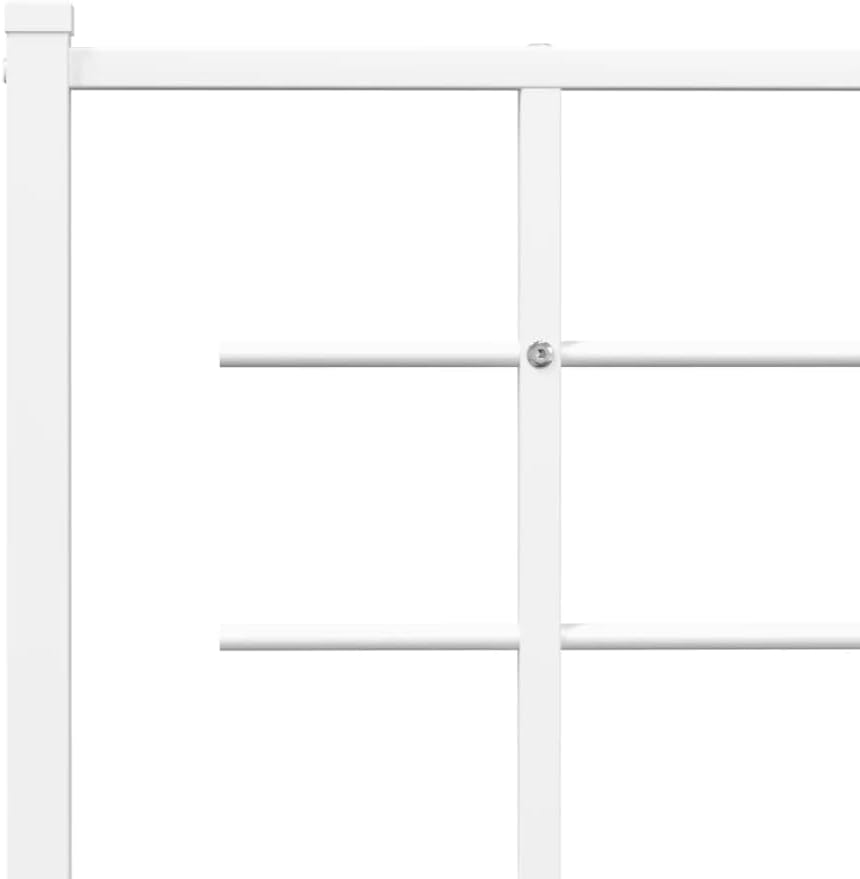 White Steel King Bed Frame Modern Rectangular Heavy-Duty Metal Platform with Powder-Coated Finish for Stability and Easy Assembly, 4-Piece Set