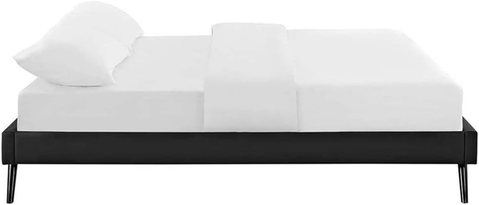Pemberly Row Set of 2 Full Bed Frame in Black and Nightstand in Walnut/White