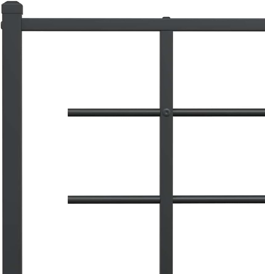 Black Powder-Coated Steel Twin Modern Bed Frame with Headboard and Underbed Storage Space, Sturdy Metal Construction for Adult Bedrooms, Sleek Design and Comfortable Support