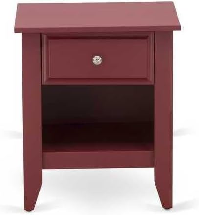 HomeStock Rustic Recluse 2 Piece Bedroom Set - Size Button Tufted Bed - Velvet Upholstered Headboard and A Nightstand Full/Burgundy/White