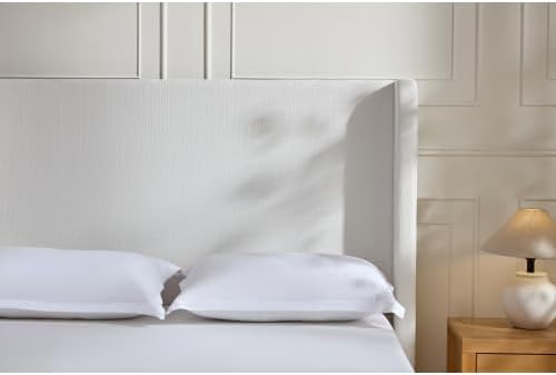 Queen Size Bed Frame with Headboard,54' Headboard Chenille Upholstered Platform Bed,Bedroom Furniture Sets No Springs Required,Metal Bed Frame with Wooden Slats for Strong Support,Cream White
