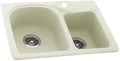 Swanstone KS02518DB.018 Solid Surface 1-Hole Dual Mount Double-Bowl Kitchen Sink, 25-in L X 18-in H X 7.5-in H, Bisque