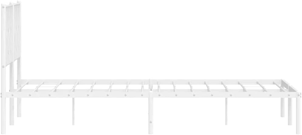 Sturdy Steel King Size Bed Frame with Headboard, 59 x 79 Inches in White Powder-Coated Finish, Traditional Design for Bedroom and Guest Room Furniture