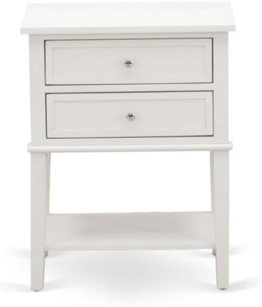 East West Furniture KD16F-1VL0C 2 Piece Wood Bedroom Set-1 Full Bed Dark Khaki Linen Fabric Padded and Button Tufted Headboard with 1 Night Stands-Wire Brushed Butter Cream Finish Nightstand