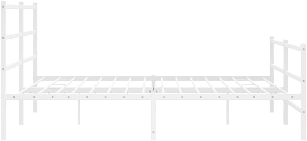 Modern White Steel Full Bed Frame with Under-Bed Storage, Durable Metal Platform Bed Base for Mattress Support, 4-Piece Rectangular Frame Set for Bedroom or Guest Room, Easy