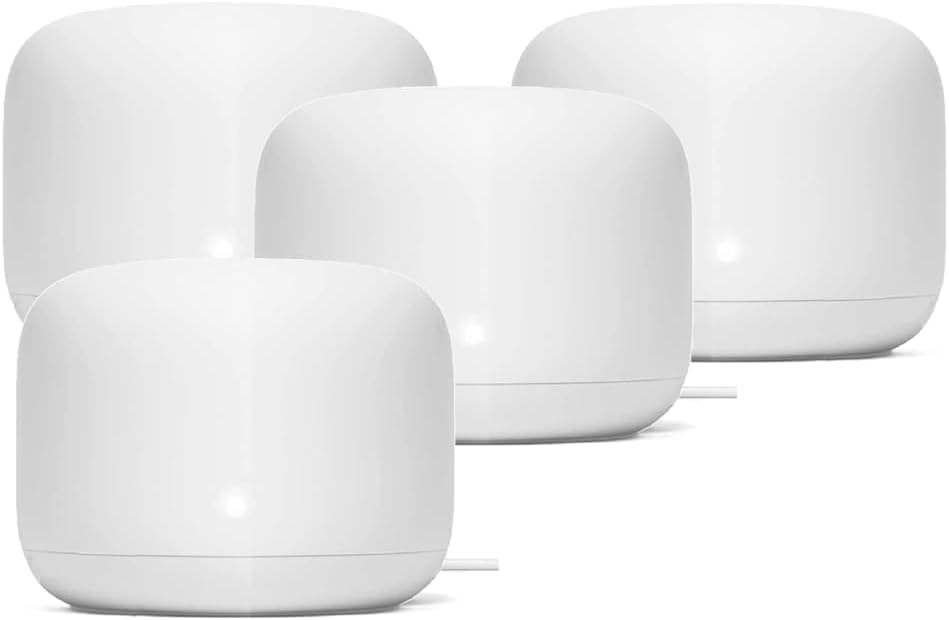 Generic Nest WiFi Router Reliable Home Wi-Fi System with Fast Speed and Whole Home Coverage - Google WiFi Mesh Router Snow (4 Routers), 1XGA00595-A