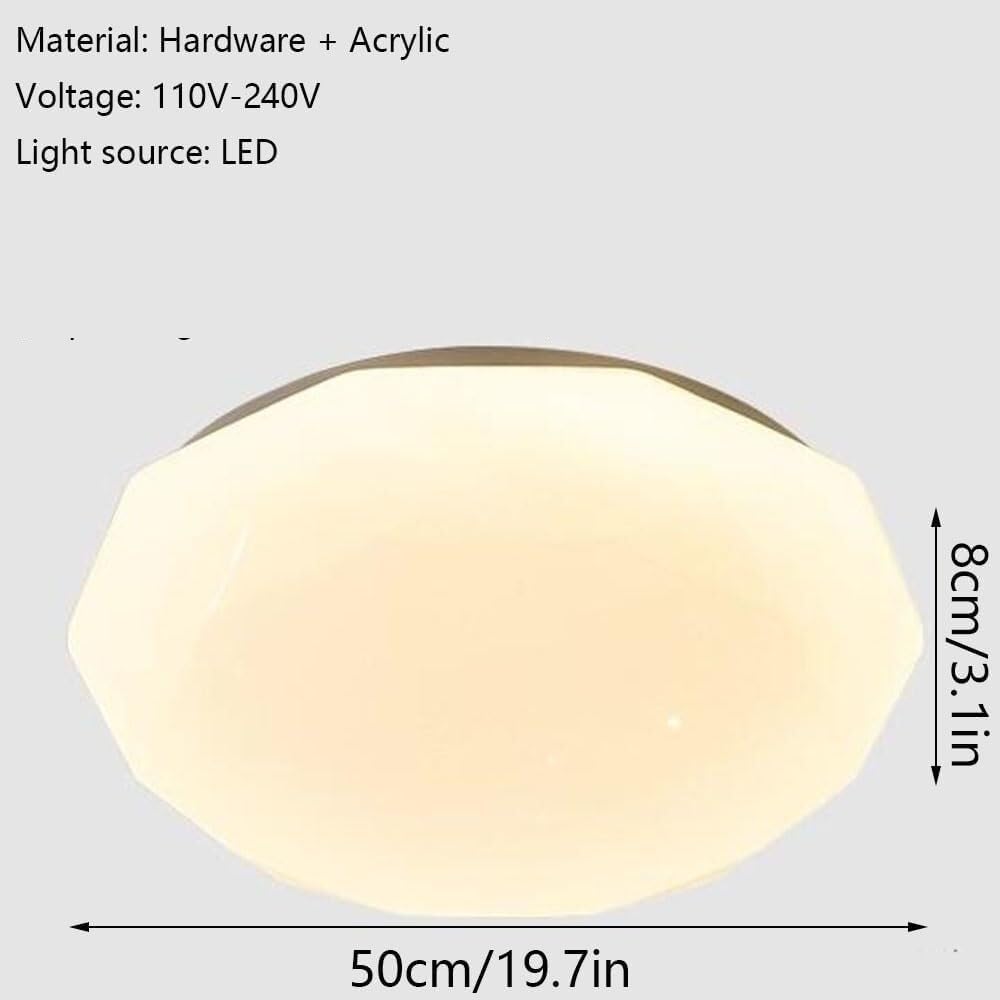 LED Round Ceiling Lamp Side Emitting Design Lighting Ceiling Light Three-Tone Light Flat Ceiling Light Fixture for Living Room Bedroom Dining Room Kitchen Study Room Corridor(50cm)