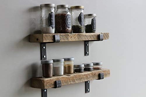 Urban Legacy Accent Shelves | Reclaimed Barn Plank | Set of 2 with Full Brackets (Natural 24'x 4.5'x 2')