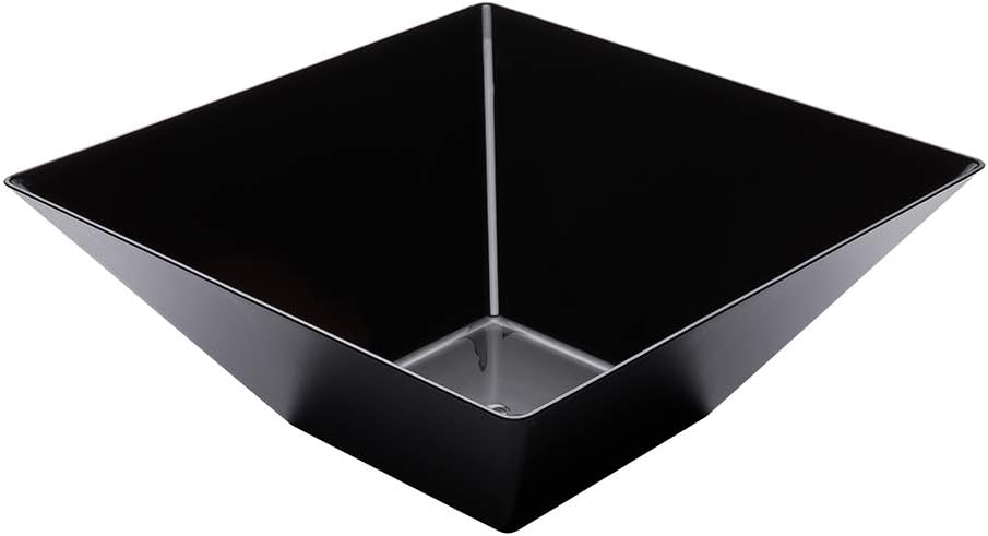 Restaurantware 160 Ounce Square Bowls 25 Disposable Salad Bowls - Heavy-Duty Large Black Plastic Serving Bowls For Parties Catering Or Buffets Serve Desserts Salads Or Appetizers