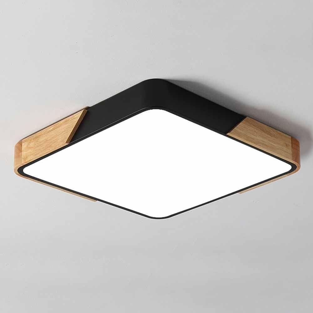 Thin Flat LED Ceiling Lamp Modern Flush Mount Lighting Ceiling Light Indoor Wooden Square LED Ceiling Light Fixture for Living Room Bedroom Dining Room Kitchen Study Room Corridor(60cm)