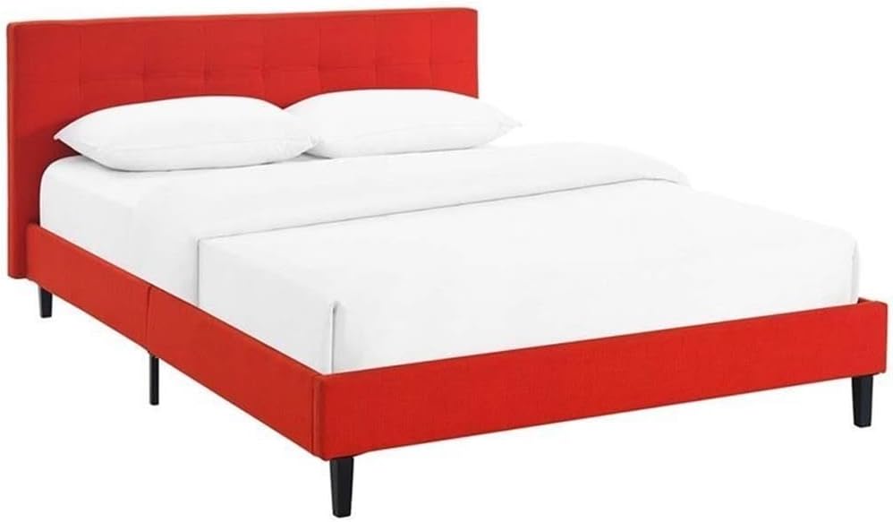 Pemberly Row Set of 2 Full Bed in Atomic Red and Nightstand in Walnut/White