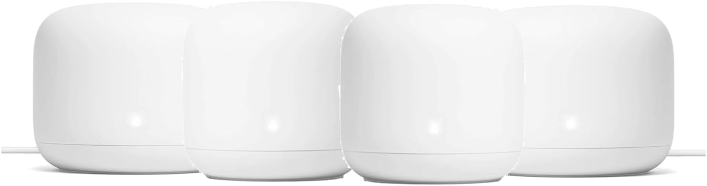 Generic Nest WiFi Router Reliable Home Wi-Fi System with Fast Speed and Whole Home Coverage - Google WiFi Mesh Router Snow (4 Routers), 1XGA00595-A