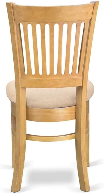 East West Furniture VAC-OAK-C Vancouver Dining Chairs - Linen Fabric Upholstered Wood Chairs, Set of 2, Oak