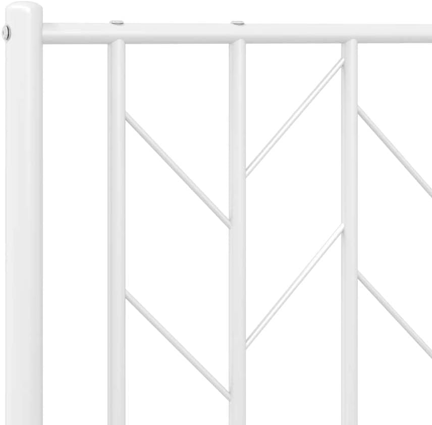 White Steel Single Bed Frame with Headboard Twin Size Metal Bed Frame Rectangular for Bedroom Sturdy Construction Sleek Finish Easy Assembly