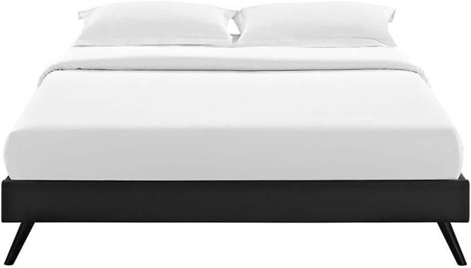 Pemberly Row Set of 2 Full Bed Frame in Black and Nightstand in Walnut/White