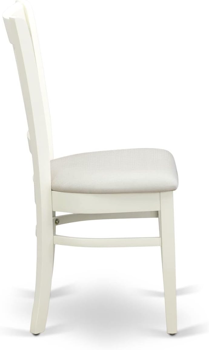 East West Furniture VAC-LWH-C Vancouver Dining Room Chairs - Linen Fabric Upholstered Wooden Chairs, Set of 2, Linen White
