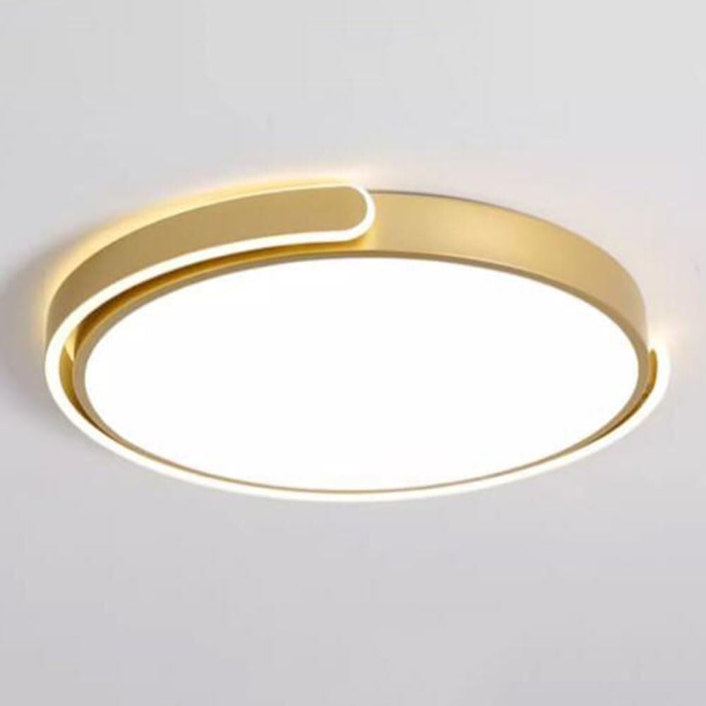 Three-Color Dimming Ceiling Light Thin Flat Modern Flush Mount Ceiling Lamp Warm Romantic Home LED Ceiling Light Fixture for Living Room Bedroom Dining Room Kitchen Study Room(Gold,58cm)