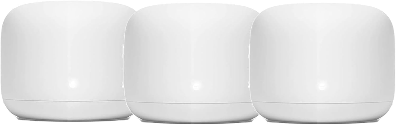 Generic Nest WiFi Router Reliable Home Wi-Fi System with Fast Speed and Whole Home Coverage - Google WiFi Mesh Router Snow (3 Routers), 1XGA00595-A