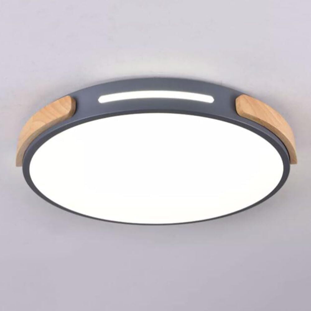 Chinese Style LED Ceiling Lamp Simple Round Macaron Lighting Ceiling Light Flush Mount Flat Ceiling Light Fixture for Living Room Bedroom Dining Room Kitchen Study Room Corridor(A Gray,42cm)