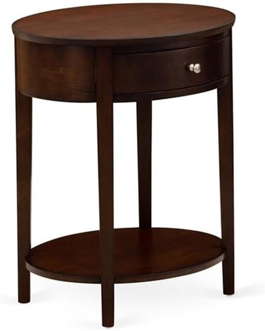 East West Furniture GB28F-1HI0M 2-Piece Platform Full Bed Set with Button Tufted Bed Frame and an Antique Mahogany Mid Century Modern Nightstand - Brown faux Leather with Brown Texture and Black Legs