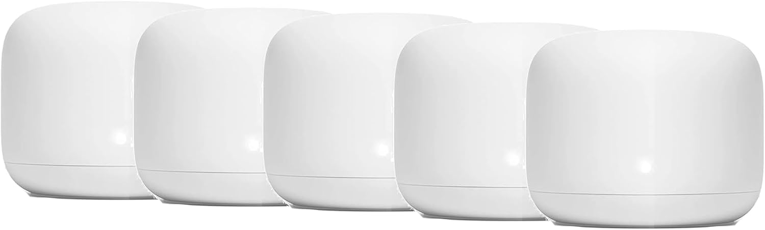 Generic Nest WiFi Router Reliable Home Wi-Fi System with Fast Speed and Whole Home Coverage - Google WiFi Mesh Router Snow (5 Routers), 1XGA00595-A
