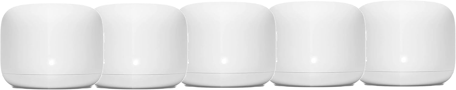 Generic Nest WiFi Router Reliable Home Wi-Fi System with Fast Speed and Whole Home Coverage - Google WiFi Mesh Router Snow (5 Routers), 1XGA00595-A