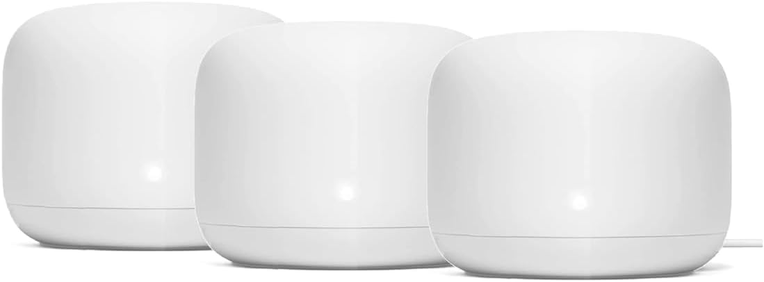 Generic Nest WiFi Router Reliable Home Wi-Fi System with Fast Speed and Whole Home Coverage - Google WiFi Mesh Router Snow (3 Routers), 1XGA00595-A