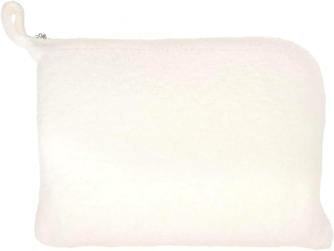 KASHWÉRE Solid Travel Blanket in Zipper Pouch, Use as Mini Throw or Pillow (Crème)