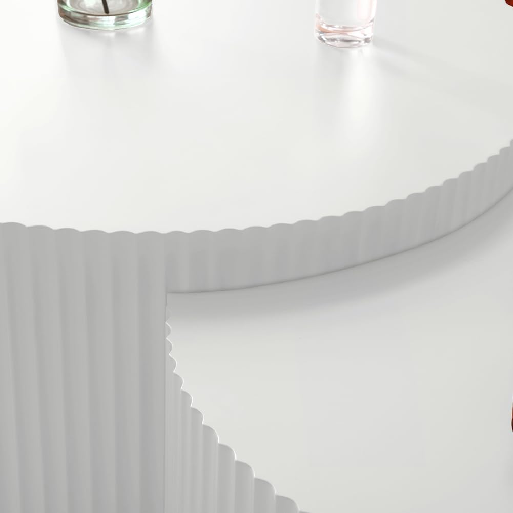 Round Nesting Coffee Table, Modern Wood Coffee Table Unique Shaped Set of 2 for Small Space, Living Room - White
