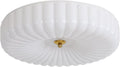 KCO Lighting White Ribbed Glass Flush Mount Ceiling Light Large Milk Glass Ceiling Lights Round LED Semi Flush Mount Ceiling Light Fixture Contemporary Hallway Ceiling Lighting