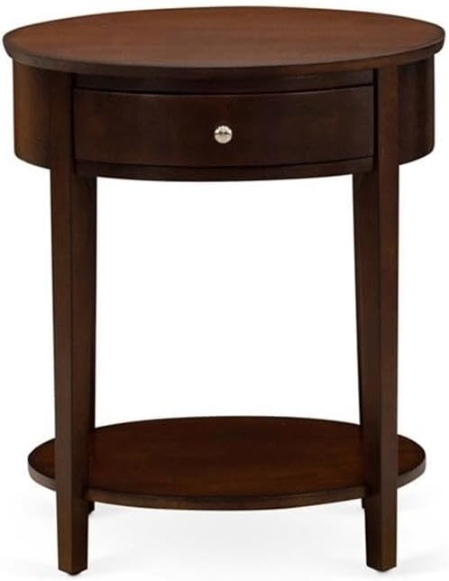 East West Furniture GB28F-1HI0M 2-Piece Platform Full Bed Set with Button Tufted Bed Frame and an Antique Mahogany Mid Century Modern Nightstand - Brown faux Leather with Brown Texture and Black Legs