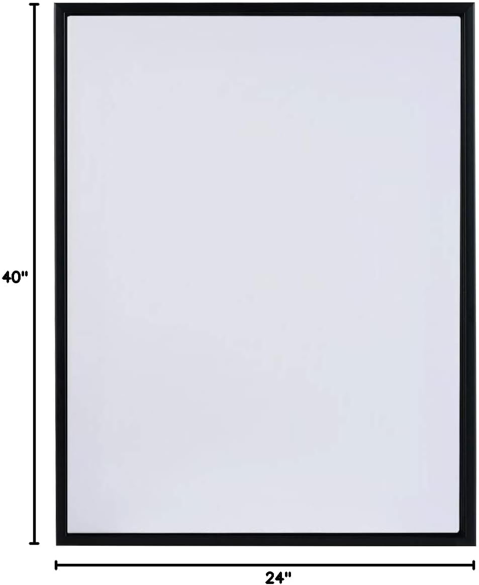 Combo Pack: Floater Frame + 24x40 inch Stretched Canvas for Painting, 1-3/8' Thick Frame + 3/4' Deep Stretched Canvas with 12 oz Primed 100% Cotton Canvas Fabric (Black, 24 x 40 inch)