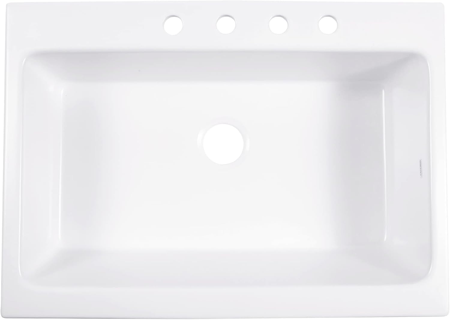 Sinkology Parker 34 Inch White Fireclay Quick-Fit Drop-In Kitchen Sink, Single Bowl, 4 Faucet Holes, Apron Front, Undermount Installation, Fits 36 Inch Cabinet, Surefire Finish