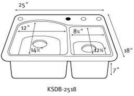 Swanstone KS02518DB.018 Solid Surface 1-Hole Dual Mount Double-Bowl Kitchen Sink, 25-in L X 18-in H X 7.5-in H, Bisque