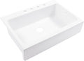 Sinkology Parker 34 Inch White Fireclay Quick-Fit Drop-In Kitchen Sink, Single Bowl, 4 Faucet Holes, Apron Front, Undermount Installation, Fits 36 Inch Cabinet, Surefire Finish