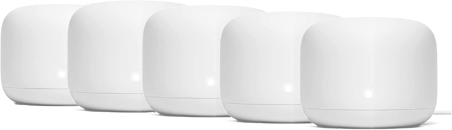 Generic Nest WiFi Router Reliable Home Wi-Fi System with Fast Speed and Whole Home Coverage - Google WiFi Mesh Router Snow (5 Routers), 1XGA00595-A