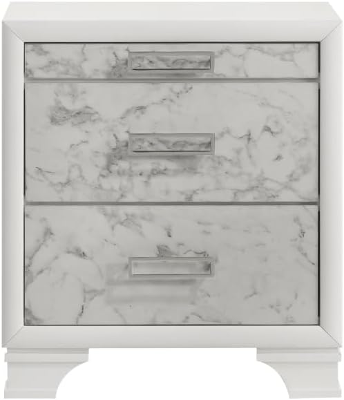 Soul Modern Style Full 5PC Bedroom Set - White Wood - Built-in Lighting & USB-C Ports - Elegant Finish