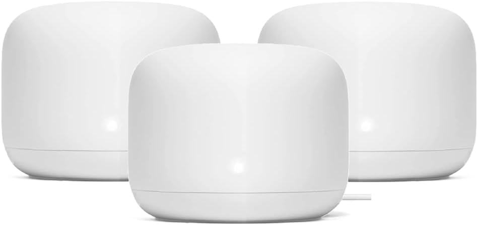 Generic Nest WiFi Router Reliable Home Wi-Fi System with Fast Speed and Whole Home Coverage - Google WiFi Mesh Router Snow (3 Routers), 1XGA00595-A