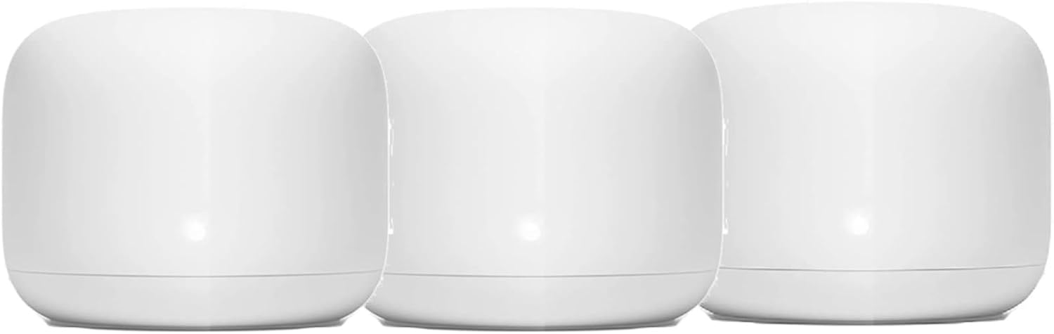 Generic Nest WiFi Router Reliable Home Wi-Fi System with Fast Speed and Whole Home Coverage - Google WiFi Mesh Router Snow (3 Routers), 1XGA00595-A