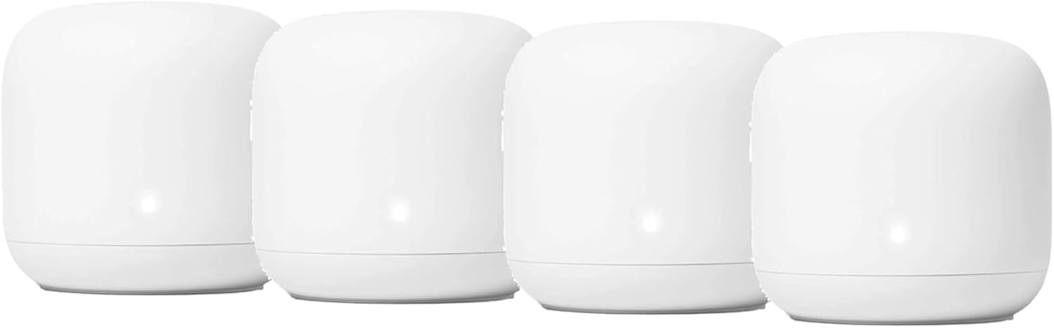 Generic Nest WiFi Router Reliable Home Wi-Fi System with Fast Speed and Whole Home Coverage - Google WiFi Mesh Router Snow (4 Routers), 1XGA00595-A