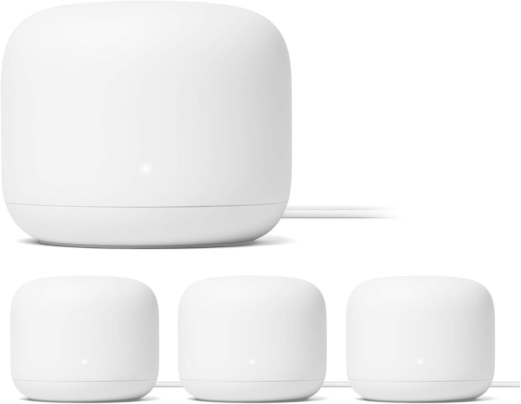 Generic Nest WiFi Router Reliable Home Wi-Fi System with Fast Speed and Whole Home Coverage - Google WiFi Mesh Router Snow (4 Routers), 1XGA00595-A