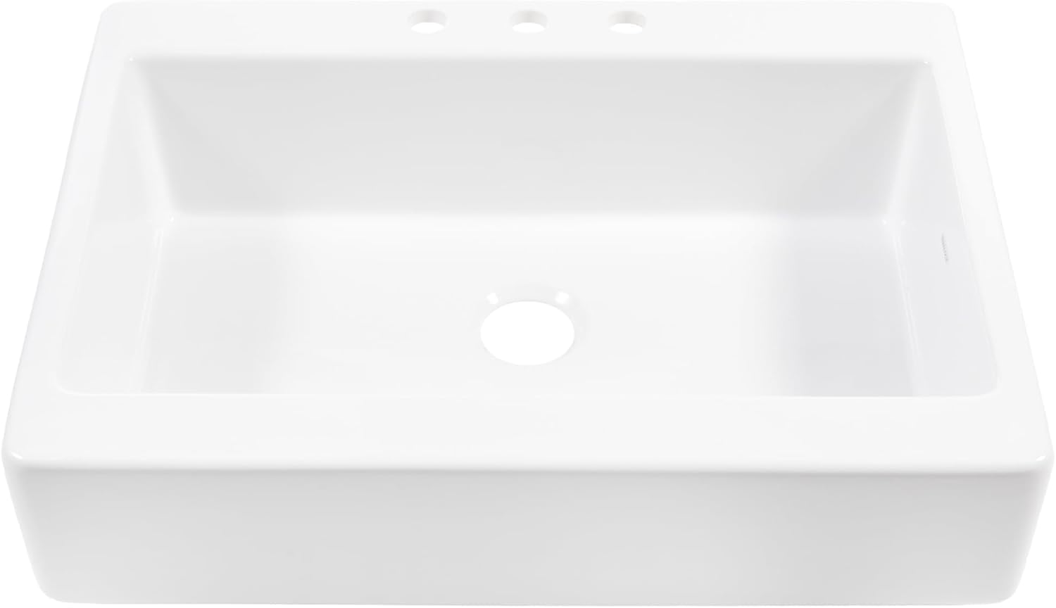 Sinkology Parker 34 Inch White Fireclay Quick-Fit Drop-In Kitchen Sink (Crisp White – 3 Hole, 34 Inch Single Bowl)